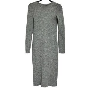 Vince buttoned sleeve rib dress in heather grey